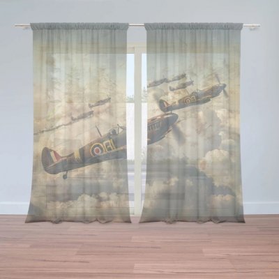 Sablio Záclony Stíhačky Spitfire v letecké bitvě: 2ks 150x250cm – Hledejceny.cz