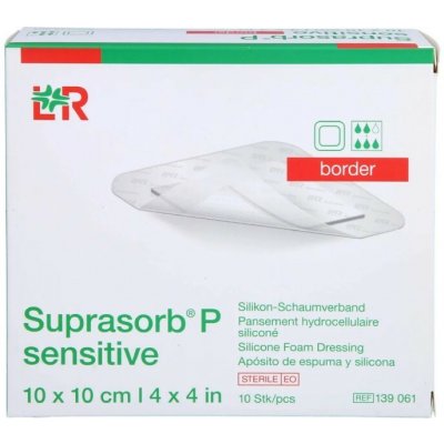 Suprasorb P sensitive border 10 x 10 cm, krytí silikonové, pěnové, sterilní bal.10 ks – Zboží Mobilmania