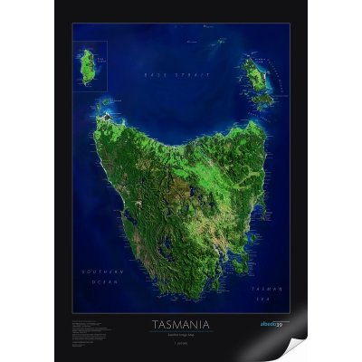 Albedo39 Tasmánie - satelitní mapa 70 x 100 cm Varianta: bez rámu v tubusu, Provedení: papírová mapa