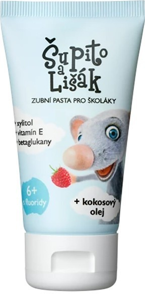 Šupito a Lišák zubní pasta pro školáky s příchutí malin 6+ let 50 ml