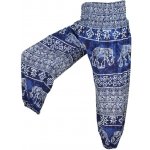 Joga kalhoty WASTE sloni a ornamenty modré – Zboží Dáma