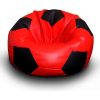 Sedací vak a pytel Fitmania Fotbalový míč XXL + podnožník vzor 09 červeno černá