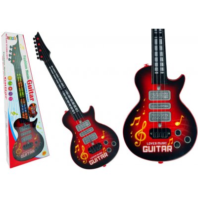 Lean Toys Elektrická kytara hvězdicové struny barevné diody červené – Zboží Mobilmania