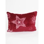 MKLuzkoviny.cz mikroplyš Exclusive – Sněhové vločky červené 50 x 70 cm – Sleviste.cz