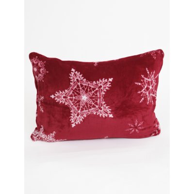 MKLuzkoviny.cz mikroplyš Exclusive – Sněhové vločky červené 50 x 70 cm – Sleviste.cz