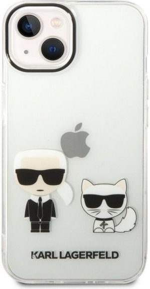 Pouzdro Karl Lagerfeld Ikonik Karl and Choupette iPhone 14 Plus - čiré