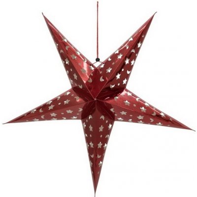 Vánoční lampion hvězda červená 75cm