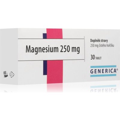 Generica Magnesium 250mg doplněk stravy pro podporu snížení míry únavy a vyčerpání 30 ks – Hledejceny.cz