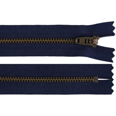 Kovový zip YKK No 4 délka 20 cm staromosazný (jeansový), střední, 919 modrá tmavá – Hledejceny.cz