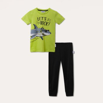 Winkiki Kids Wear chlapecké pyžamo Let's Rock salátová černá