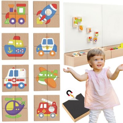 Viga Dřevěné magnetické puzzle dopravní prostředky – Zbozi.Blesk.cz