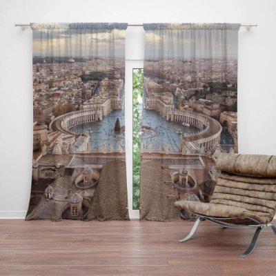 Závěsy Řím Vatikán Svatopetrské náměstí: 2 ks - 140x250 cm - Sablio – Hledejceny.cz