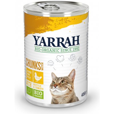 Yarrah Bio kousky bio kuře s bio kopřivou & bio rajčaty v omáčce 405 g