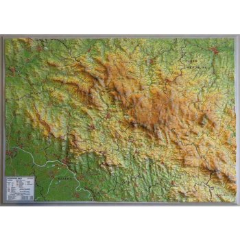 Georelief Šumava a Bavorský les - plastická mapa 40 x 30 cm Varianta: bez rámu, Provedení: plastická mapa