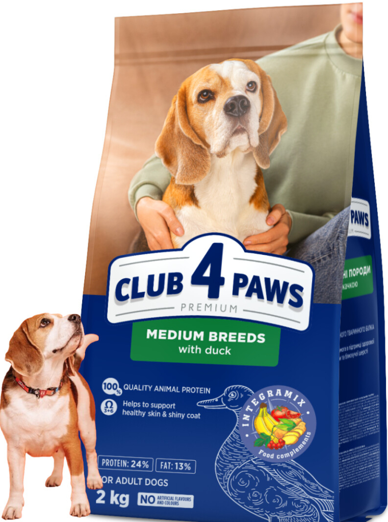 Club4Paws Premium Adult Medium s kachním masem 2 kg