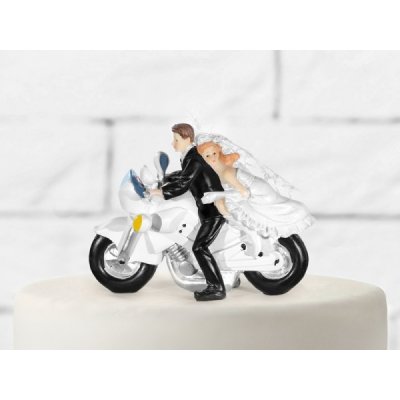 Paris Dekorace Svatební figurky ženich a nevěsta na motorce, D-PF33 – Zboží Mobilmania