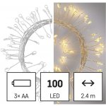 EMOS Vánoční osvětlení 100 LED nano řetěz ježek 2,4 m 3x AA vnitřní teplá bílá časovač – Hledejceny.cz