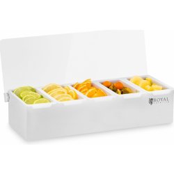 Royal Catering Nástavba s nádobami na kuchyňské přísady – ušlechtilá ocel/PP - 5 x 450 ml RCCBP 5