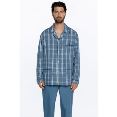 Guasch Stefan pánské pyžamo dlouhé propínací modré – Zboží Mobilmania