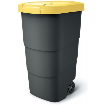 Prosperplast Popelnice s odolnými kolečky Wheeler antracit se žlutým víkem 110 l – Sleviste.cz