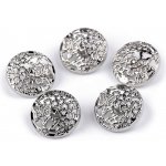 Kovový knoflík velikost 28", 34" s motýlkem a kamínky Varianta: 1 (28") nikl, Balení: 5 ks – Zboží Mobilmania