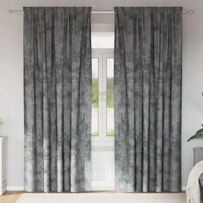 Velurové závěsy 2 ks s kapsami šedé 260x140 cm – Hledejceny.cz