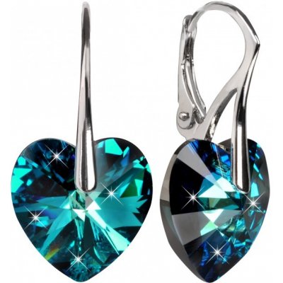 Swarovski Elements Heart krystal stříbrné visací modré srdce srdíčka 39003.5 Bermuda Blue modrá mořská duhová – Zboží Mobilmania