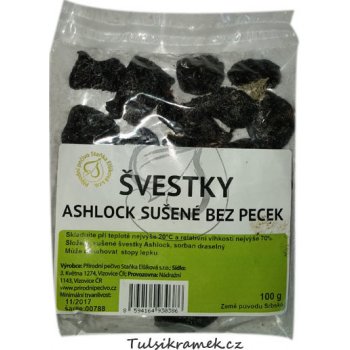 Přírodní pečivo Elšíková Švestky Ashlock sušené bez pecek 100 g