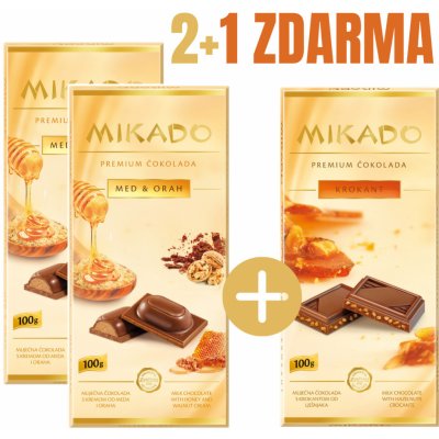 Mikado mléčná čokoláda s náplní z vlašských ořechů 100 g 2 + 1 zdarma – Zbozi.Blesk.cz