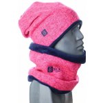 BajaDesign zimní svetrová čepice pro holky neon. růžová + tm. modrá – Sleviste.cz