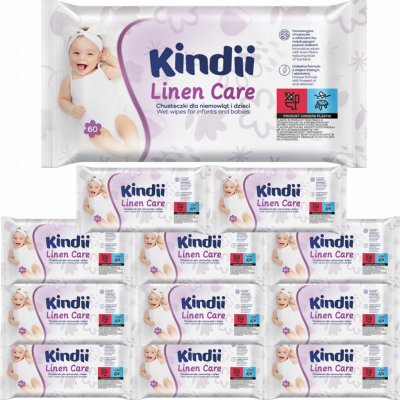 Kindii Linen Care Vlhčené ubrousky 12 x 60 ks