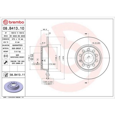Brzdový kotouč BREMBO 08.B413.11 | Zboží Auto