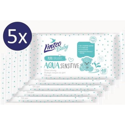 LINTEO Vlhčené ubrousky Baby AQUA Sensitive 5 x 48 ks – Hledejceny.cz