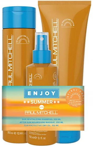 Paul Mitchell Summer trio Sun Revitalizing shampoo 300 ml + After Sun Nourishing masque 250 ml + Sun Protective dry oil 150 ml dárková sada