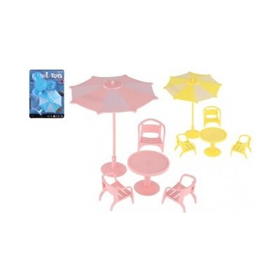 Teddies Nábytek pro panenky/stůl a židle se slunečníkem plast 3 barvy 18x25x5cm – Hledejceny.cz