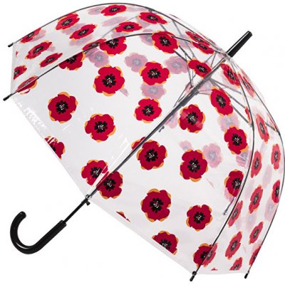 Blooming Brollies Clear Dome Stick With A Poppy deštník dámský holový průhledný – Zboží Mobilmania