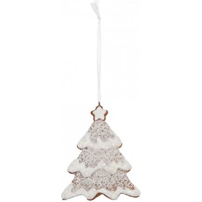 Clayre & Eef Závěsná dekorace zasněžený perníkový stromeček Frosted Ginger - 9*1*10 cm – Hledejceny.cz