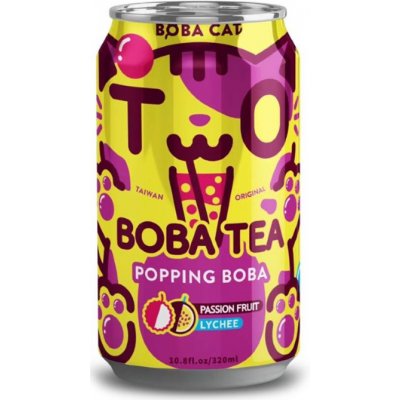 Boba Cat Boba Tea Fruity Passion Fruit Lychee Popping 320 ml – Zboží Dáma