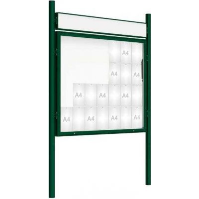 PROCITY Venkovní vitrína model 2000 28x A4, zelená, včetně sloupků a záhlaví | Zboží Auto