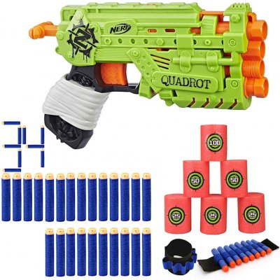 Nerf Zombie Strike Quadrot E2673 + 30 šípek + páska na ruku + terče