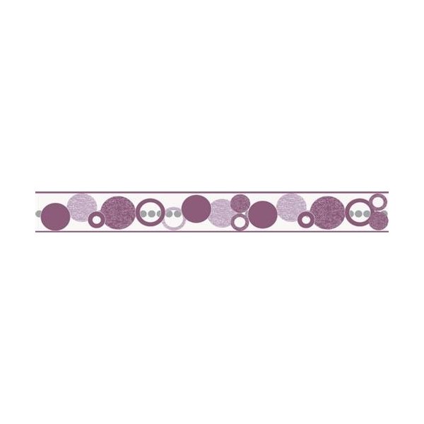 Bordura na zeď IMPOL TRADE D 58-017-1 Samolepící bordura kruhy fialové, rozměr 5 m x 5,8 cm