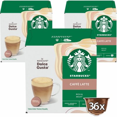 STARBUCKS Kávové kapsle Caffe Latte by NESCAFE® Dolce Gusto kávové kapsle karton 3 x 12 ks – Zboží Mobilmania