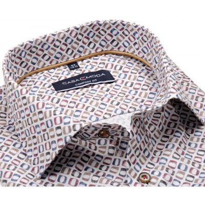 Casa Moda Comfort Fit Premium košile s barevným čtvercovým vzorem krátký rukáv – Zboží Dáma