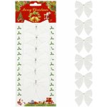SPRINGOS Vánoční mašle 8x7cm bílé sada 6ks, vánoční dekorace CA1308-XG – Sleviste.cz