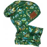 dětský set čepice a nákrčníku Šijeme srdcem Dinosauři zelený – Sleviste.cz