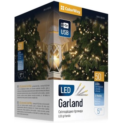 COLORWAY LED řetěz vnitřní 50 LED délka 5m teplá bílá 8 funkcí napájení USB CW-G-50L5U – Hledejceny.cz