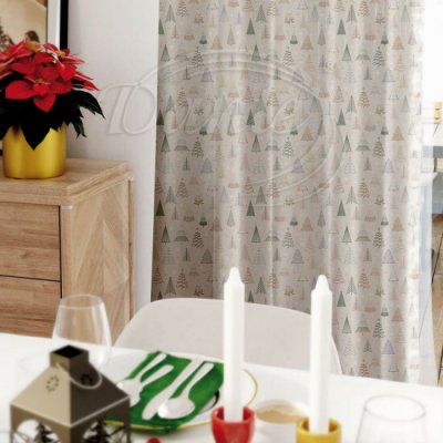 Závěs Geometrické stromečky béžový - 160 cm – Zboží Dáma