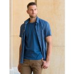 CityZen bavlněné triko pánské AGEN kulatý výstřih modré – Zboží Dáma