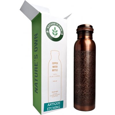 Měděná láhev na vodu vzor Starožitné gravírování, 950 ml, Nature's Own – Zboží Mobilmania