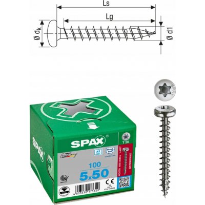 Šrouby do dřeva Spax 5 x 50 mm 100 ks – Hledejceny.cz